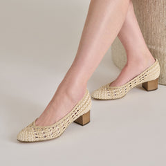 Lula Ivory Multi Woven Raffia Heels | Dolce Vita Women