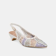 Dafney White Multi Woven Leather Heels | Women Dolce Vita