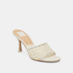 LAVENA FLORAL HEELS WHITE YELLOW FLORAL MESH | Women Dolce Vita