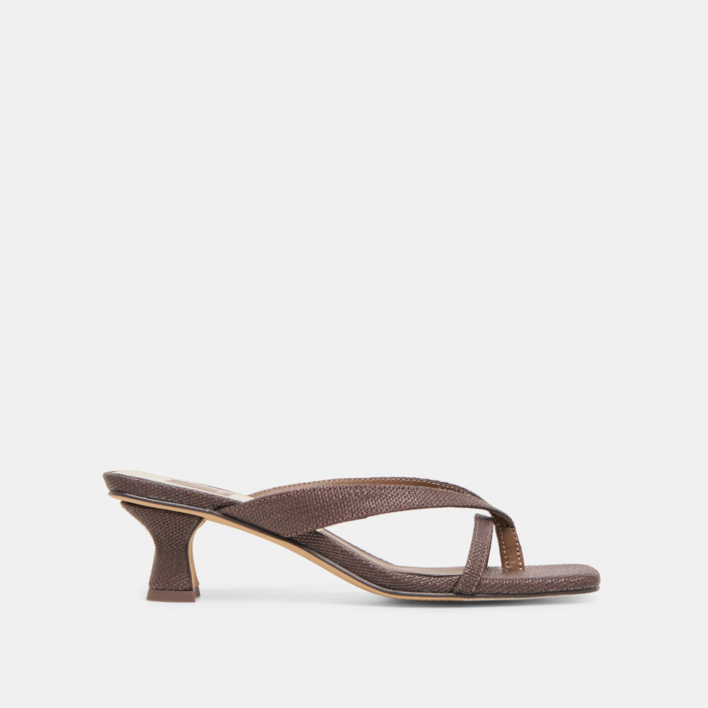 Brevel Chocolate Raffia Heels | Women Dolce Vita