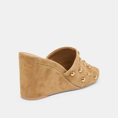 Holta Stud Lt Brown Suede Wedges | Women Dolce Vita