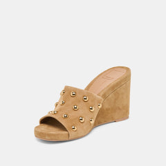 Holta Stud Lt Brown Suede Wedges | Women Dolce Vita