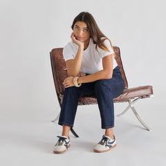 Merit White Navy Leather Sneakers | Dolce Vita Women