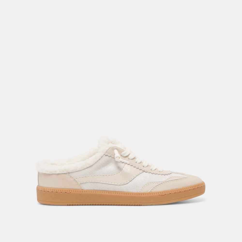 Notice Slide Plush Off White Crackled Leather Sneakers | Dolce Vita Women