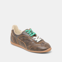 Laini Brown Distressed Leather Sneakers | Dolce Vita Women