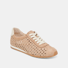 DANIE EYELET PERF SNEAKERS CAMEL SUEDE | Women Dolce Vita