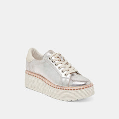 TWAIN SNEAKERS SILVER CRACKLED LEATHER | Women Dolce Vita