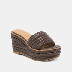 Throne Chocolate Raffia Wedges | Women Dolce Vita