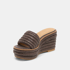 Throne Chocolate Raffia Wedges | Women Dolce Vita