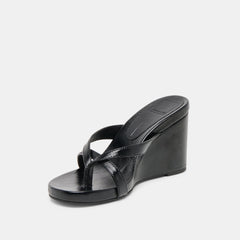 Helan Black Leather Wedges | Women Dolce Vita