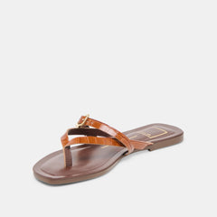Piers Cognac Croco Embossed Leather Sandals | Women Dolce Vita
