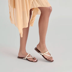 Piers Beige Croco Embossed Leather Sandals | Dolce Vita Women
