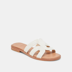 EMON WIDE SANDALS WHITE RAFFIA | Women Dolce Vita