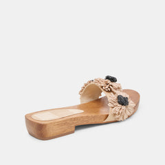 Ariena Black Natural Floral Raffia Sandals | Dolce Vita Women