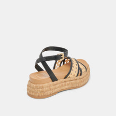 WRILEY SANDALS BLACK WOVEN RAFFIA | Women Dolce Vita
