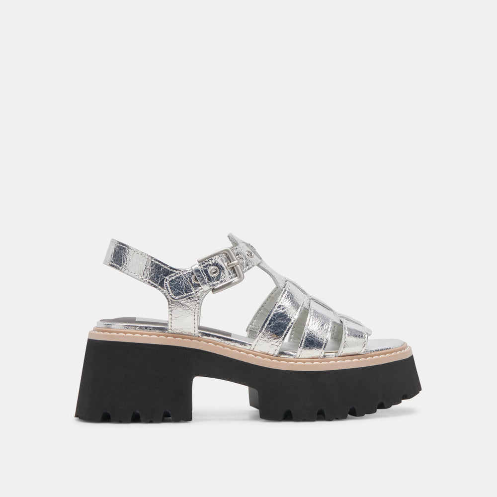 LATICE SANDALS SILVER DISTRESSED LEATHER | Women Dolce Vita