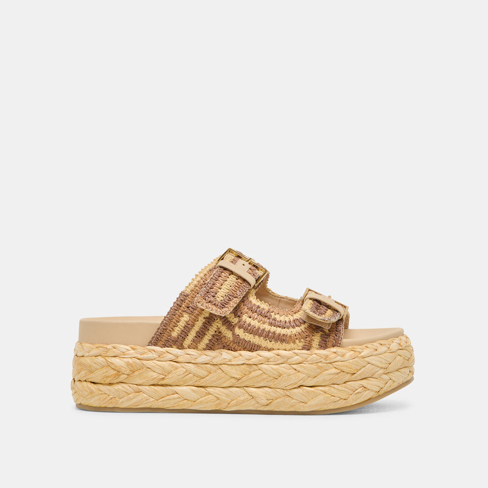 Falyn Brown Natural Woven Raffia Sandals | Dolce Vita Women