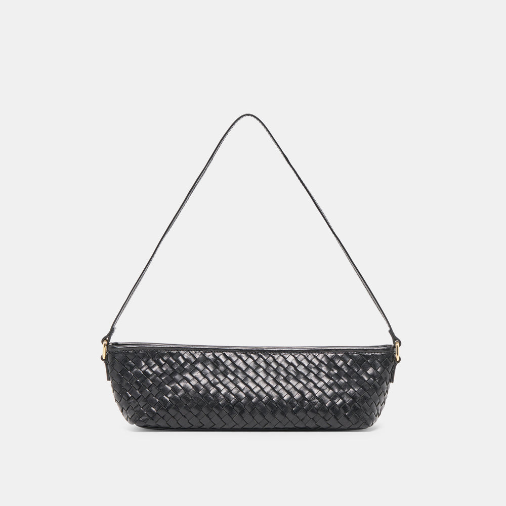 Savaii Black Woven Leather Shoulder Bag | Dolce Vita Women