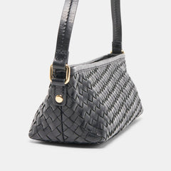 Savaii Black Woven Leather Shoulder Bag | Dolce Vita Women