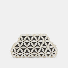 Marlow Black Satin Pearl Clutch | Women Dolce Vita