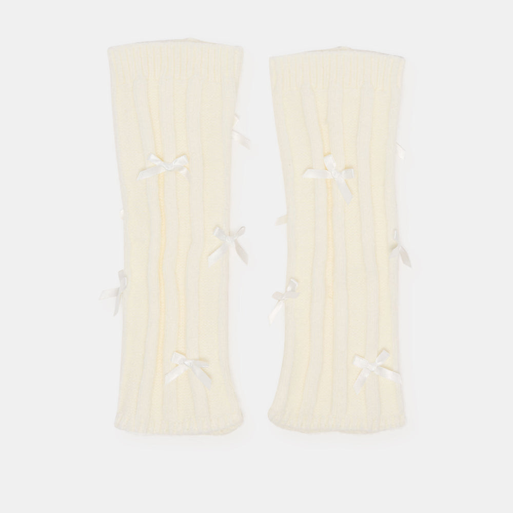 Satin Bow Ivory Leg Warmers | Dolce Vita Women