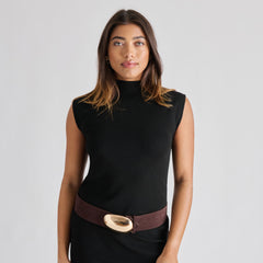 Bubble Mahogany Gold Buckle Belt | Dolce Vita Women