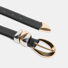 Mixed Metal Black Buckle Belt | Dolce Vita Women