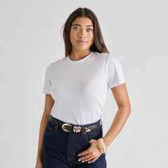 Mixed Metal Black Buckle Belt | Dolce Vita Women