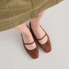 Raeven Mid Brown Tulle Ballet Flats | Women Dolce Vita