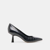 Briona Noir Croco Embossed Leather Heels | Women Dolce Vita