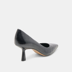 Briona Noir Croco Embossed Leather Heels | Women Dolce Vita