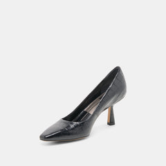 Briona Noir Croco Embossed Leather Heels | Women Dolce Vita