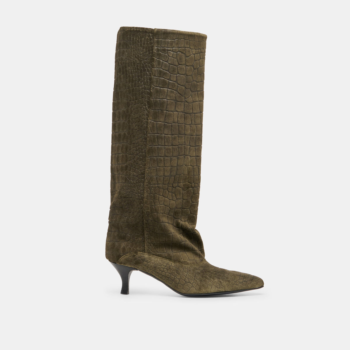 Roxla Olive Croco Embossed Leather Boots | Dolce Vita Women