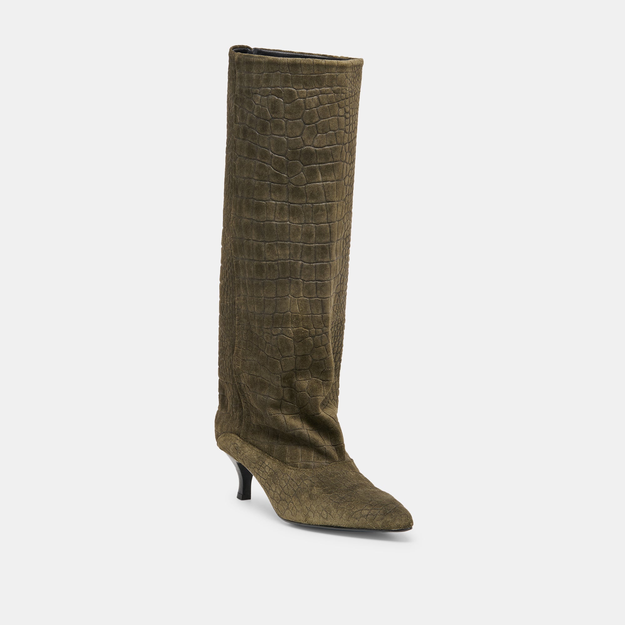 Roxla Olive Croco Embossed Leather Boots | Dolce Vita Women