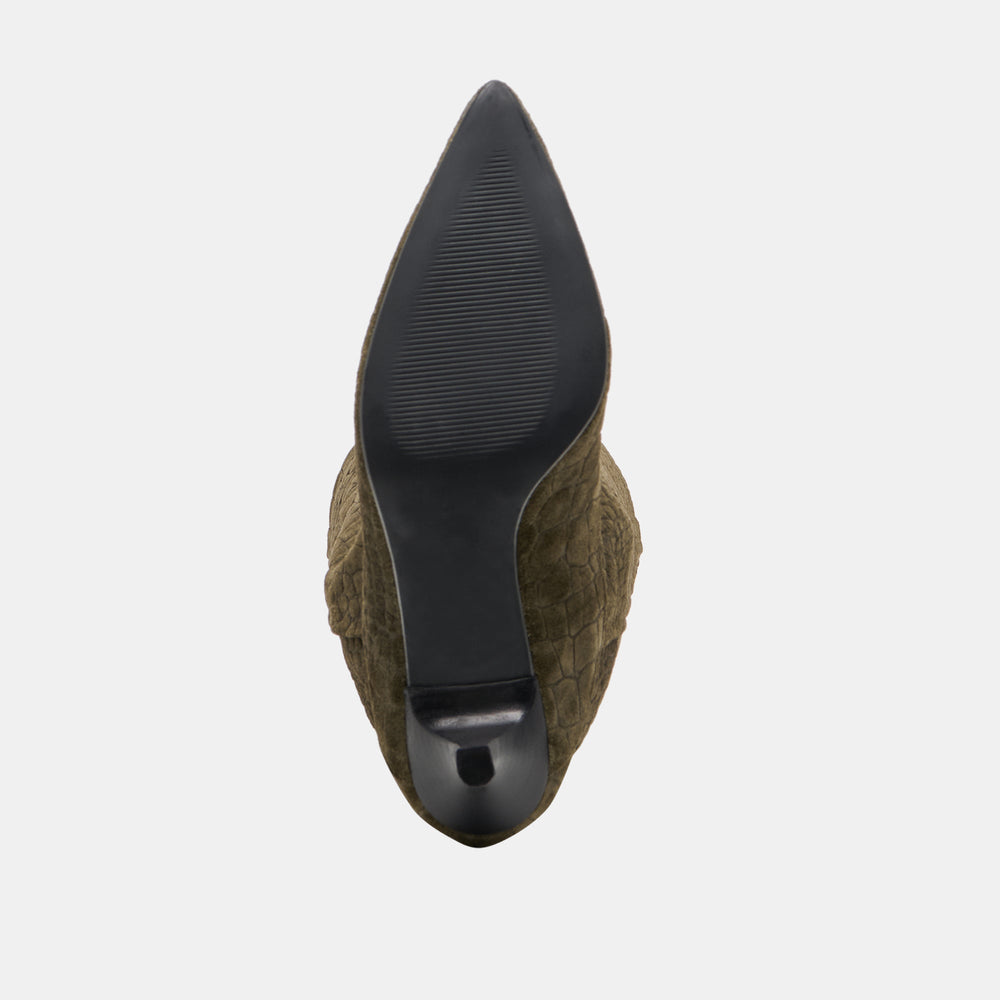 Roxla Olive Croco Embossed Leather Boots | Dolce Vita Women