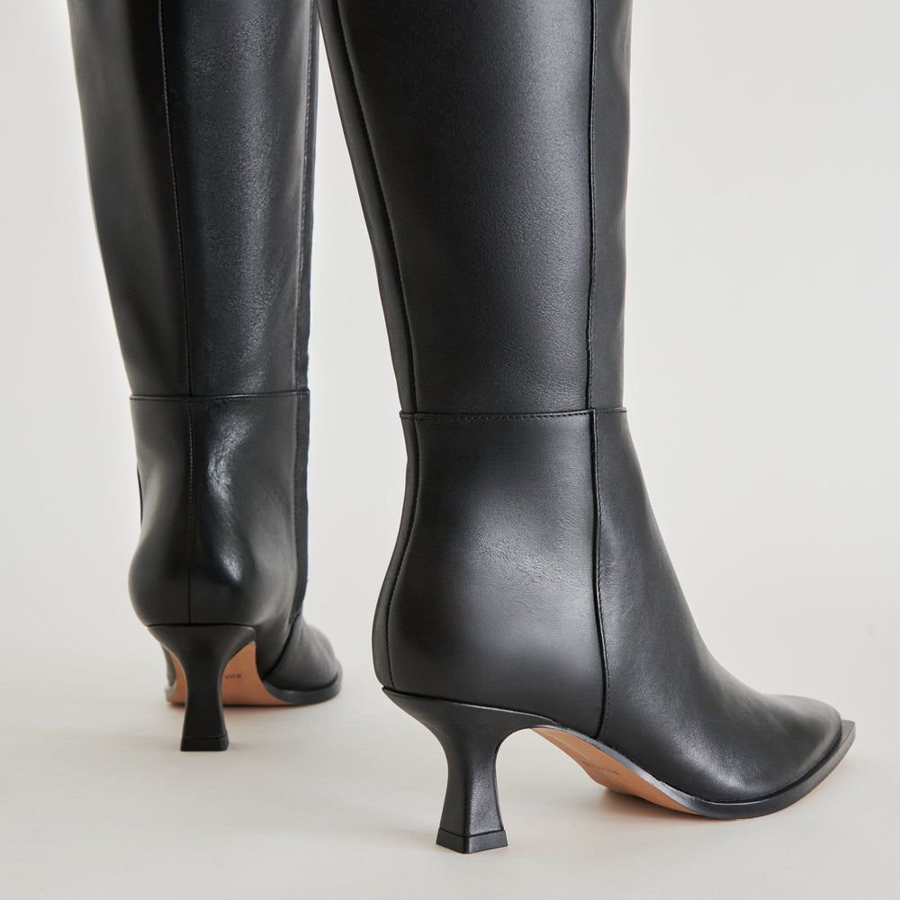 Auggie Black Leather Boots | Women Dolce Vita