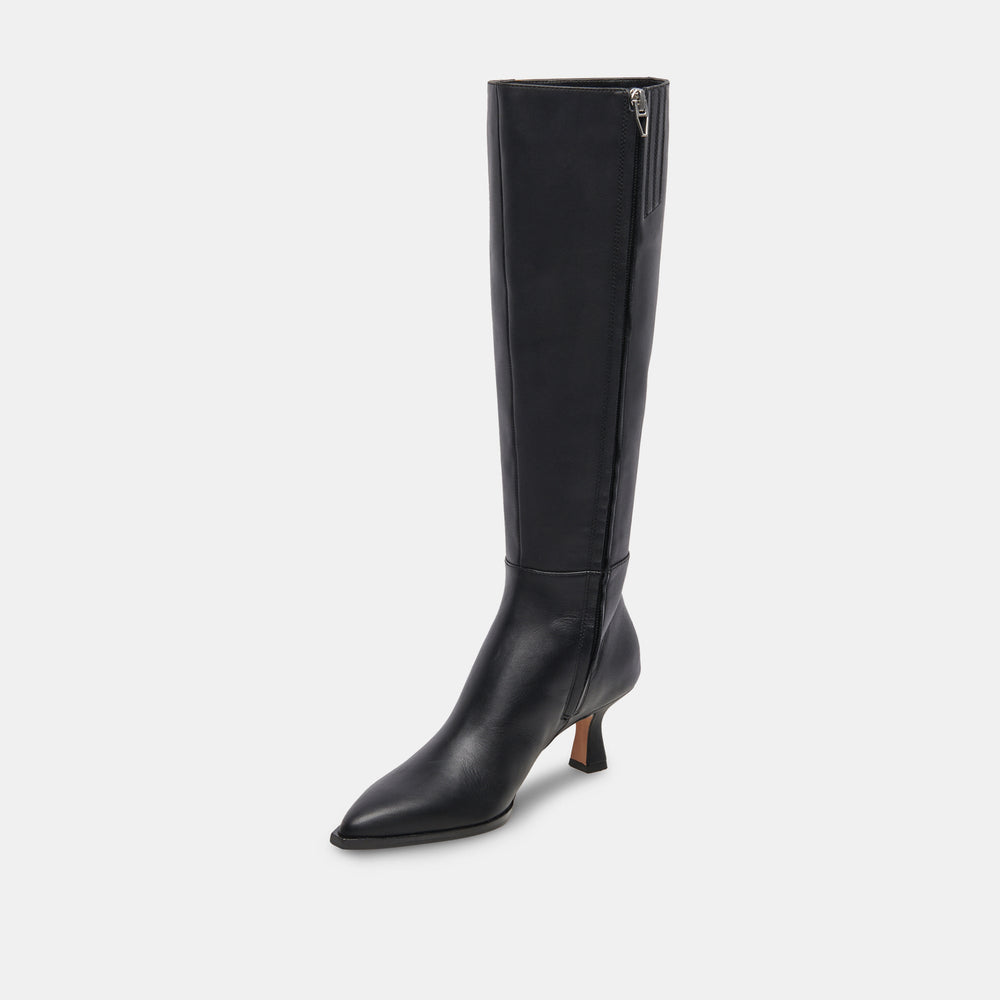 Auggie Black Leather Boots | Women Dolce Vita