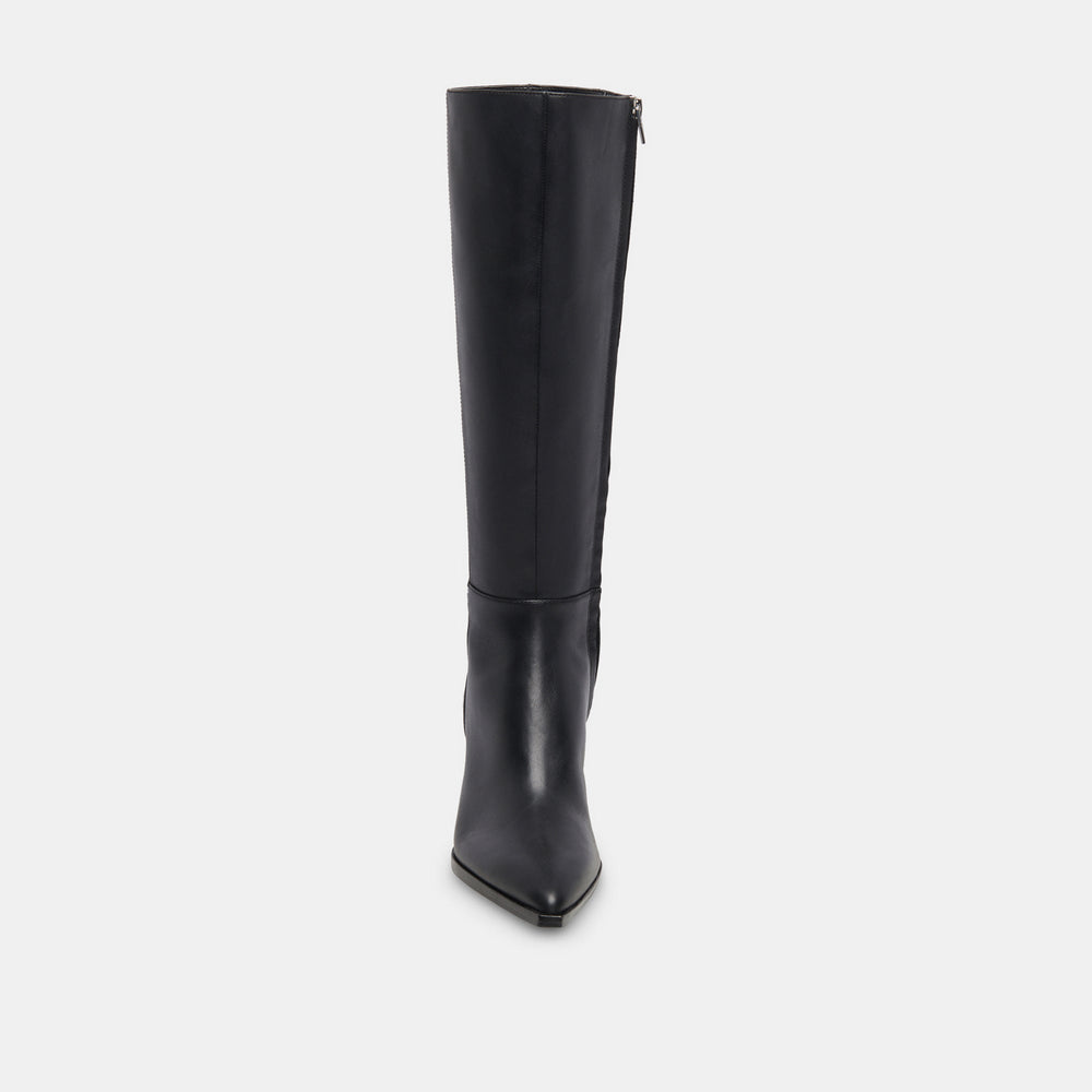 Auggie Black Leather Boots | Women Dolce Vita