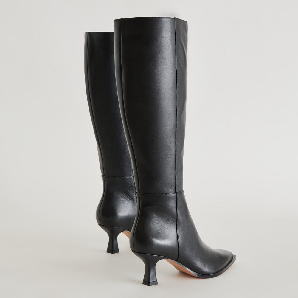 Auggie Black Leather Boots | Women Dolce Vita
