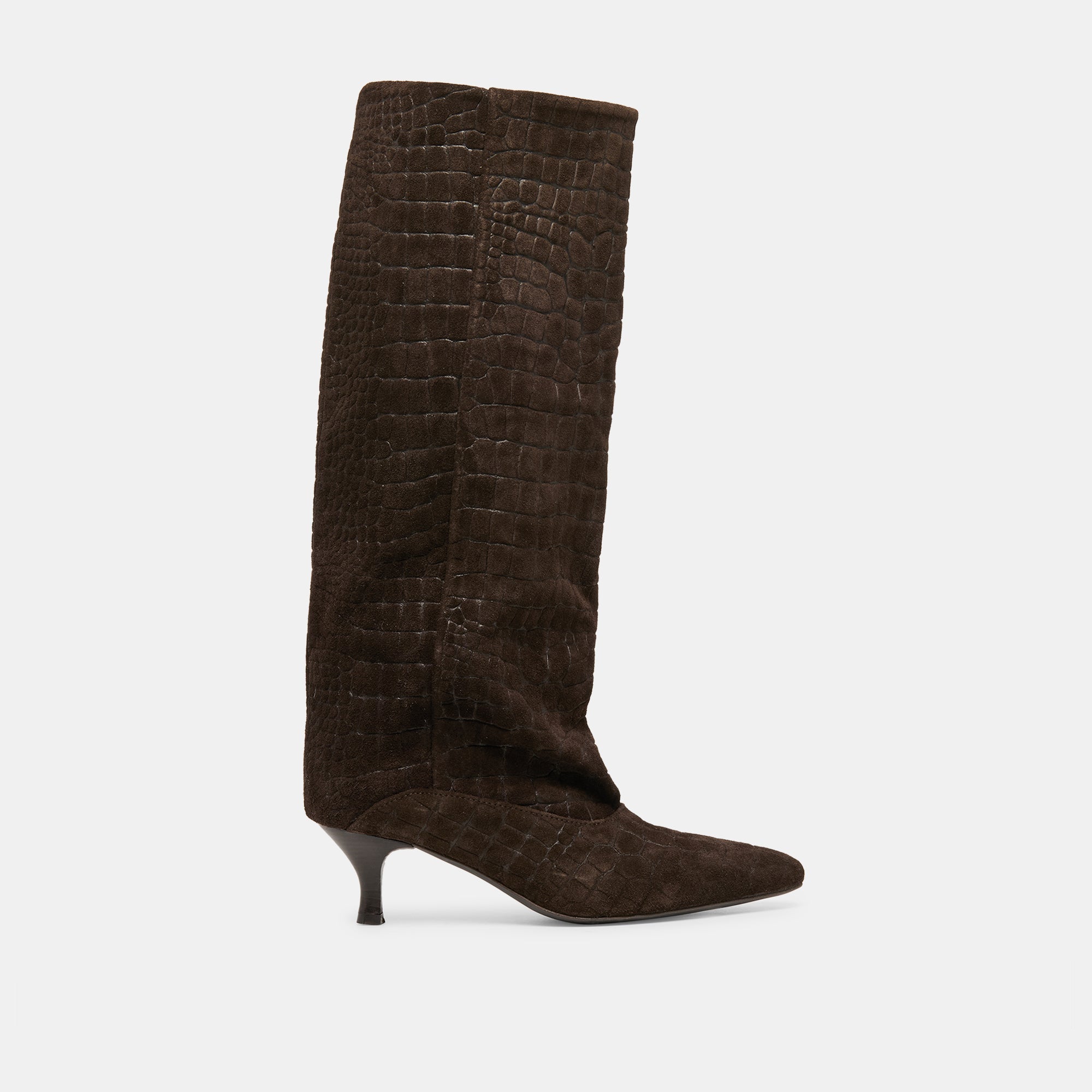 Roxla Dk Chocolate Croco Embossed Leather Boots | Women Dolce Vita