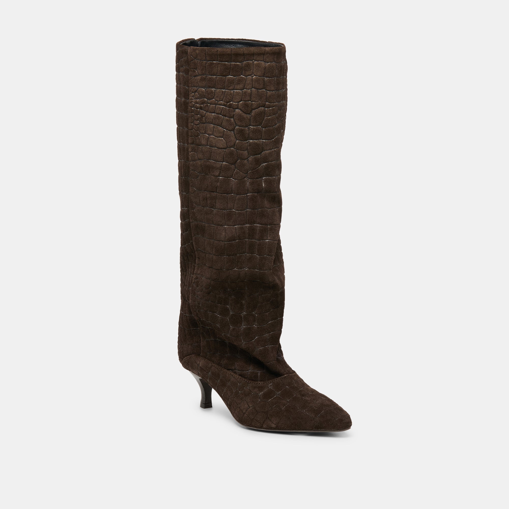 Roxla Dk Chocolate Croco Embossed Leather Boots | Women Dolce Vita