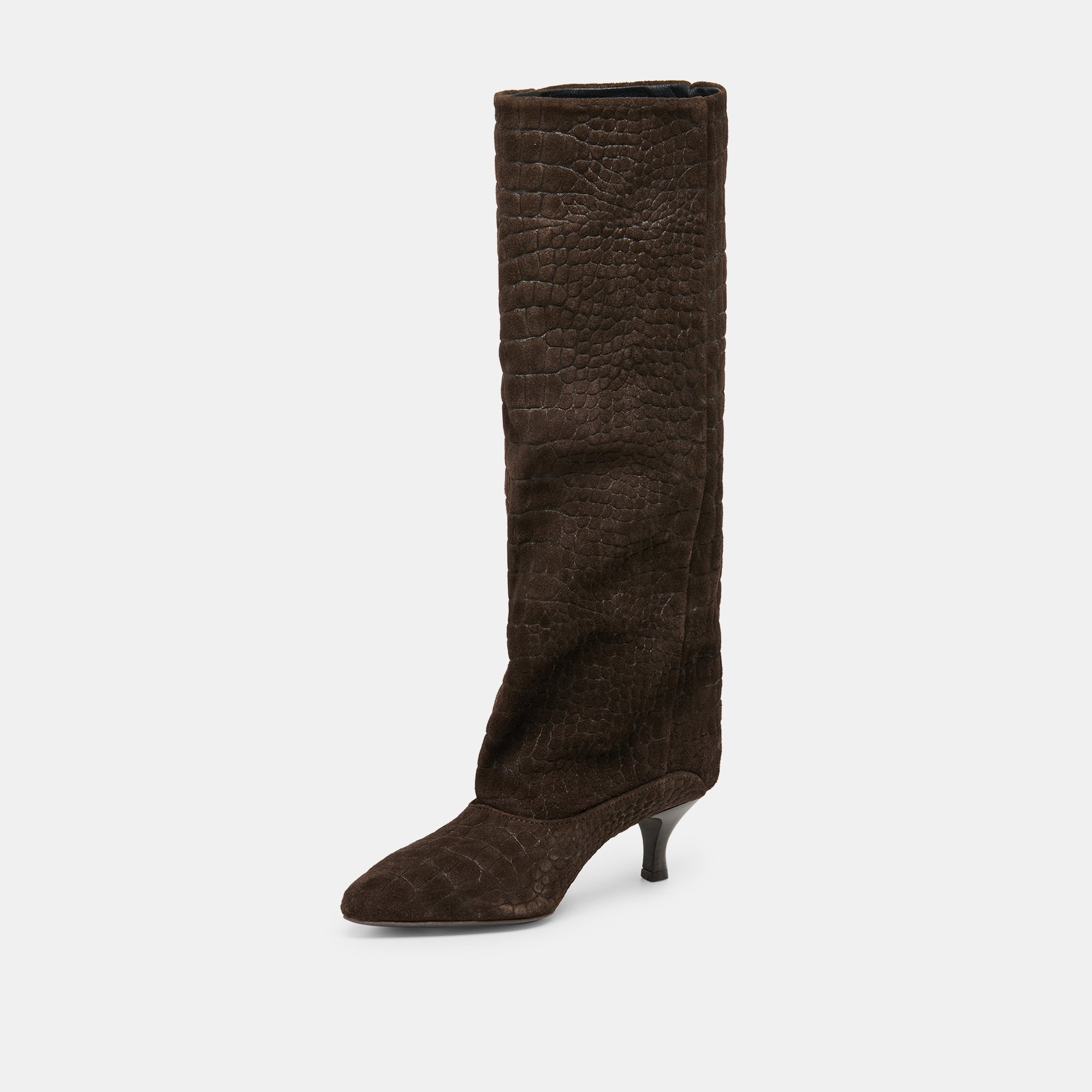 Roxla Dk Chocolate Croco Embossed Leather Boots | Women Dolce Vita
