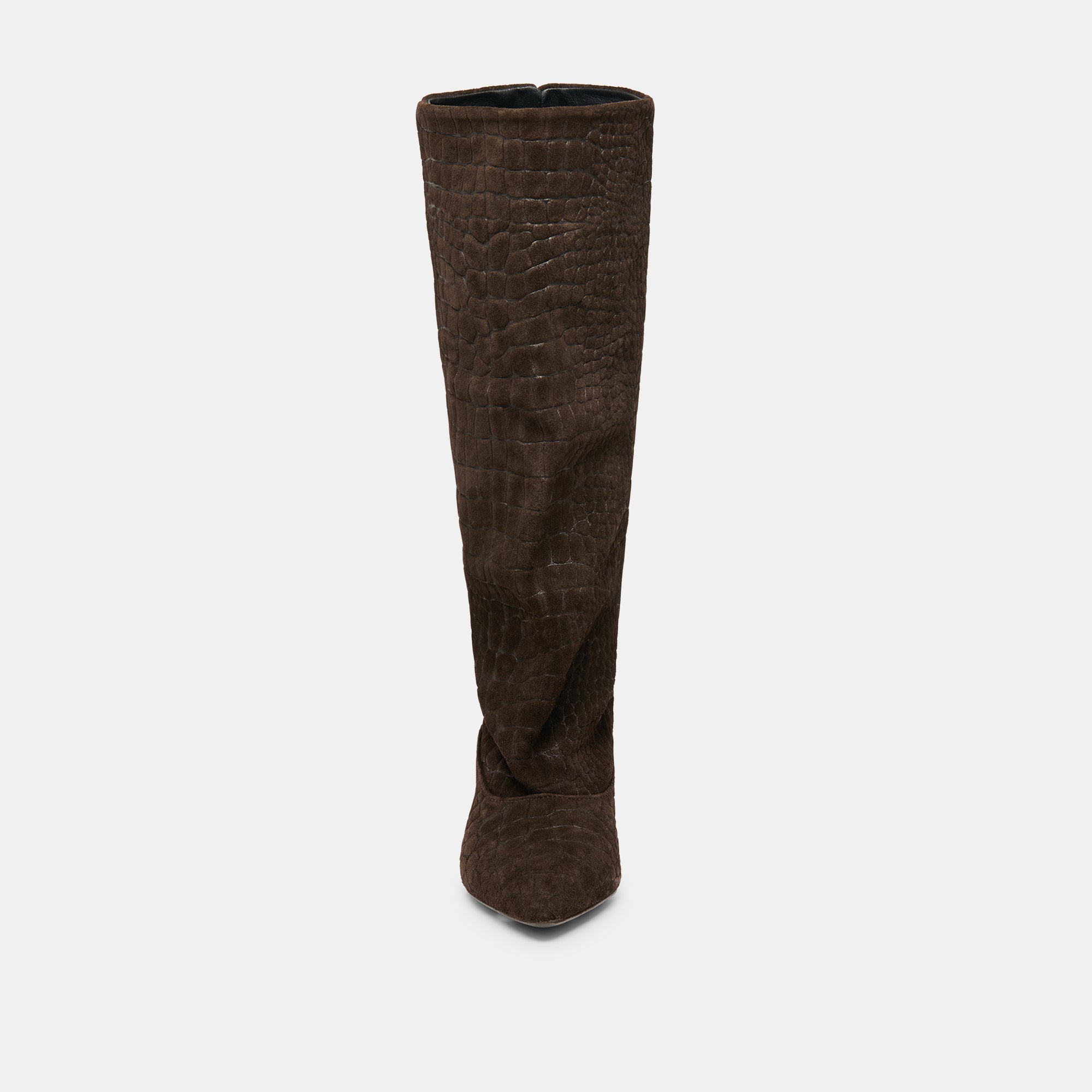 Roxla Dk Chocolate Croco Embossed Leather Boots | Women Dolce Vita