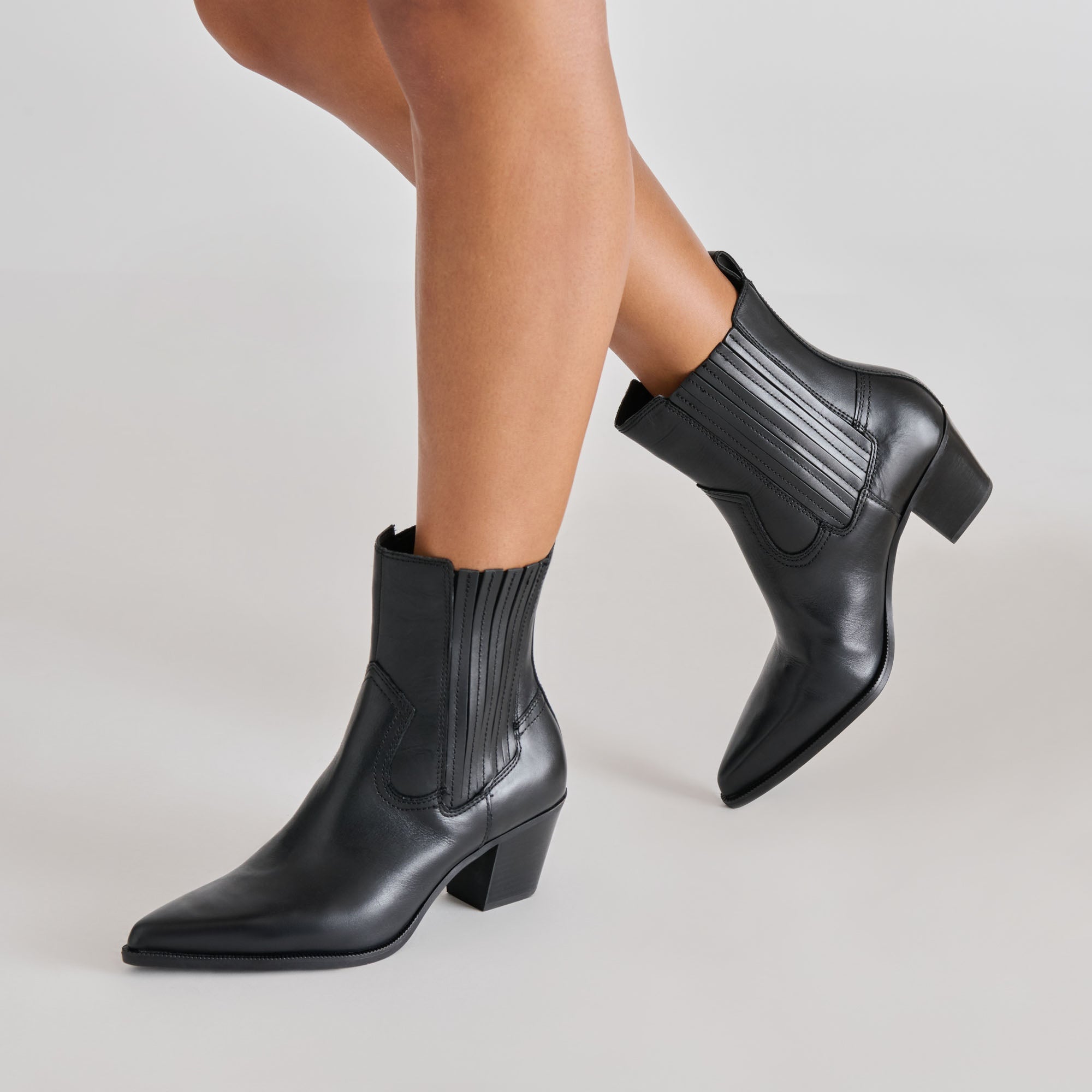 Slim Black Leather Booties | Women Dolce Vita