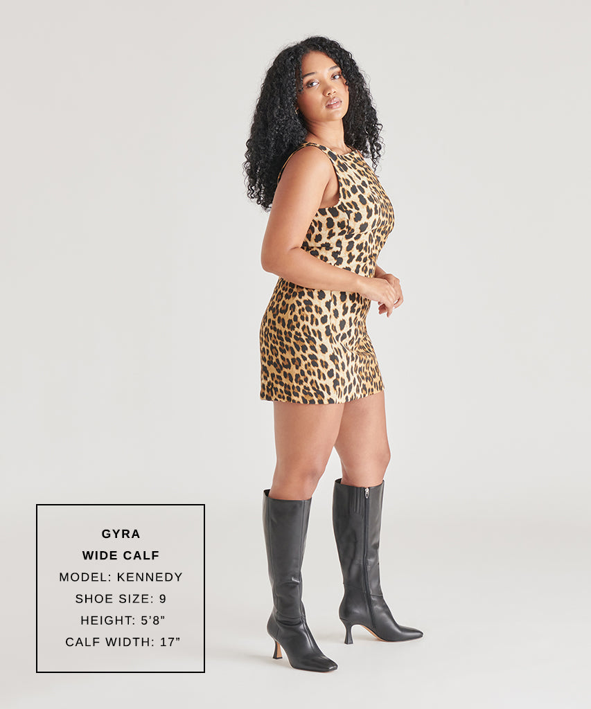 Gyra Wide Calf Black Leather Boots | Dolce Vita Women