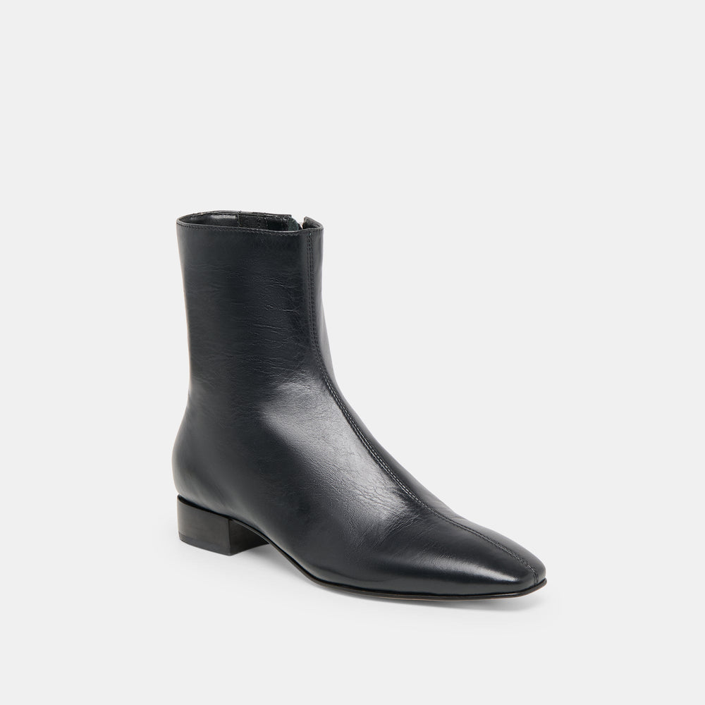 Tarine Black Leather Booties | Women Dolce Vita