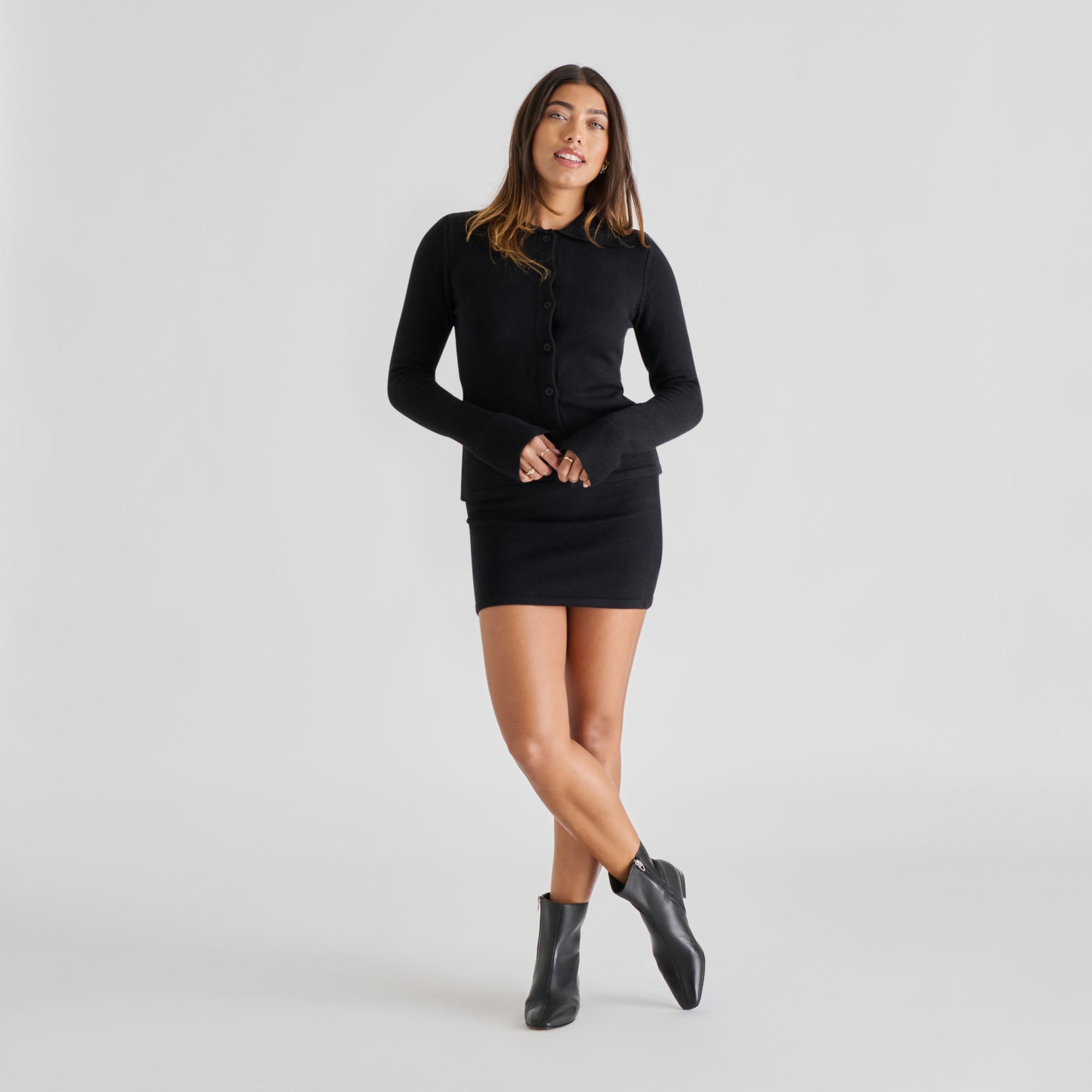 Tarine Black Leather Booties | Women Dolce Vita