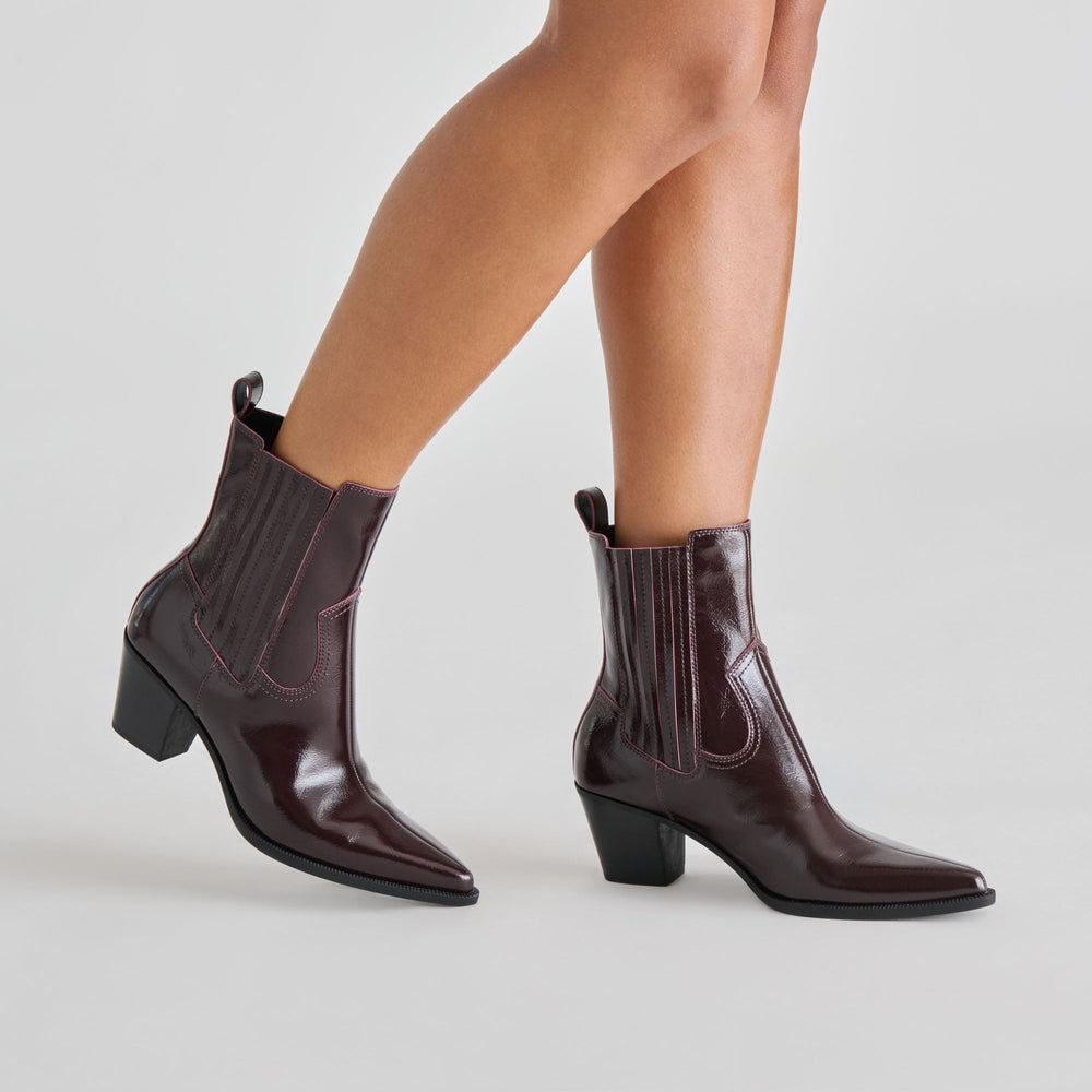 Slim Mulberry Crinkle Patent Booties | Dolce Vita Women