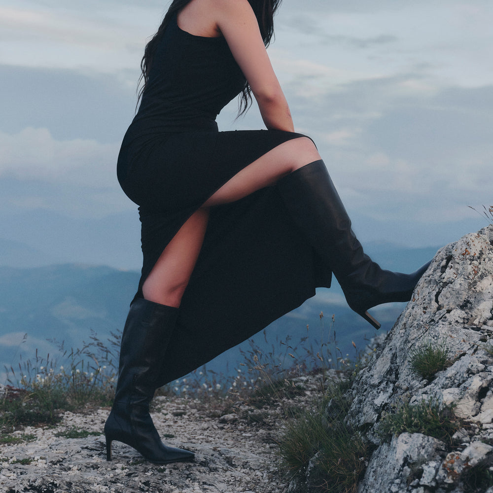 Emmi Black Leather Boots | Women Dolce Vita