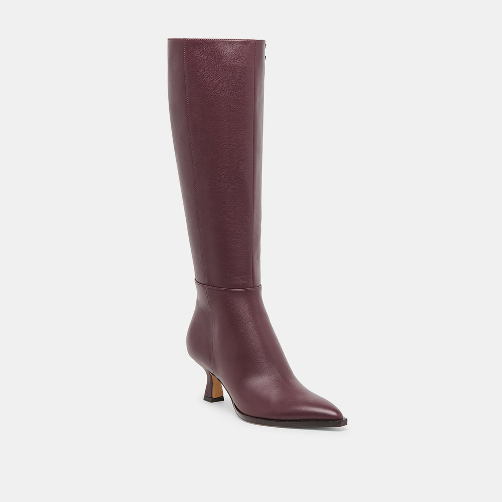 Auggie Wine Leather Boots | Women Dolce Vita